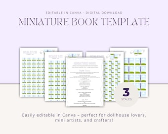 Miniature Book Template | Editable Canva Design for 1:12 Dollhouse Books