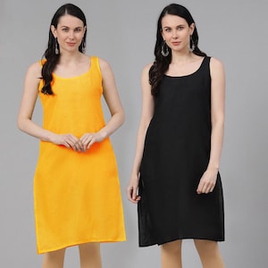 Ada Terri voile Cotton Slips Camisole for Women Soft Comfortable Inner chemise Nightdress Combo Set of 2