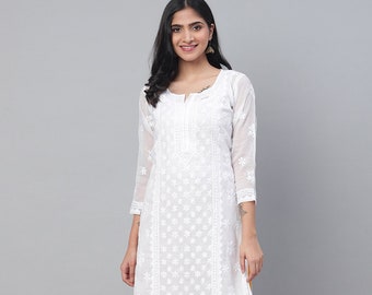 Indian Lucknawi Eid Ramzan Kurta Embroided Chikankari Georgette Multi Gola Kurti Indian Lucknawi Eid Ramzan Kurta Embroided Chikankari Georgette Multi Gola Kurti