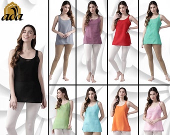 Ada Lucknawi Multi Colors Pure Cotton Slips,Camisole Slips for womens, Inner Combo of 2