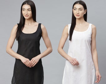 Ada Terri-voile katoenen slips hemdje voor vrouwen zachte comfortabele binnenhemd nachthemd combo set van 2
