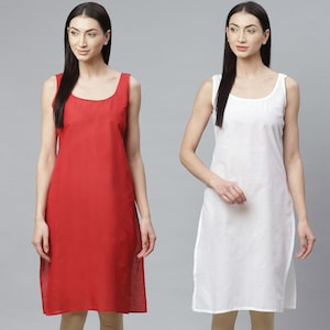Ada Terri voile Cotton Slips Camisole for Women Soft Comfortable Inner chemise Nightdress Combo Set of 2