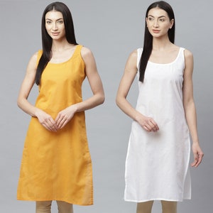 Ada Lucknawi Multi Colors Pure Cotton Slips,Camisole Slips for womens, Inner Combo of 2