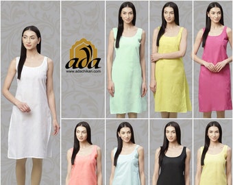 Ada Lucknawi Multi Colors Pure Cotton Slips,Camisole Slips for womens, Inner Combo of 2