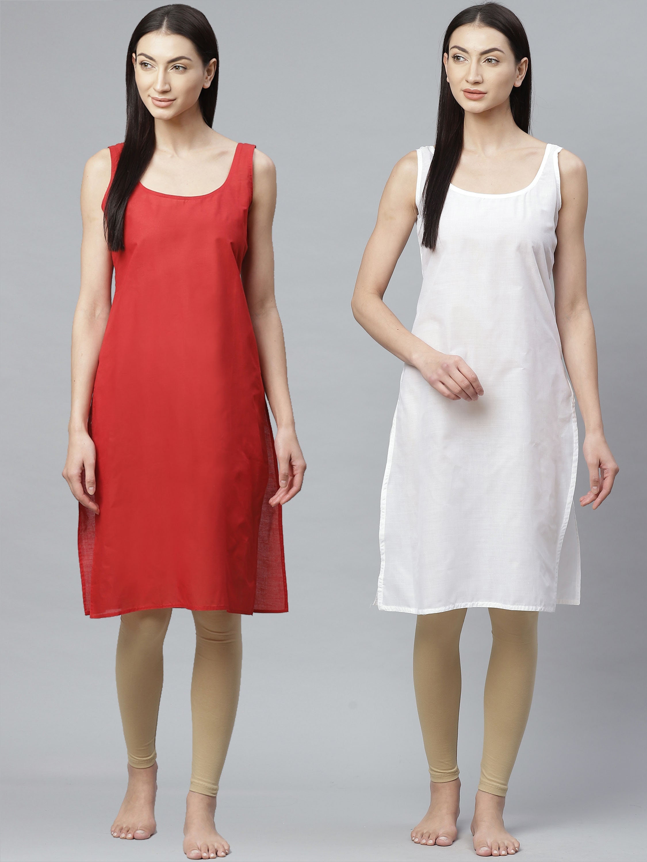 Ada Terri voile Cotton Slips Camisole for Women Soft Comfortable Inner chemise Nightdress Combo Set of 2