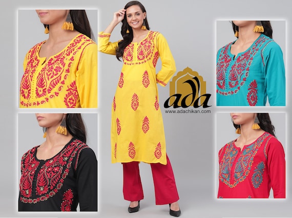 Cotton Chikankari Kurti | Lakhnavi Chikankari Embroidery | Chikankari  Design Patterns - YouTube