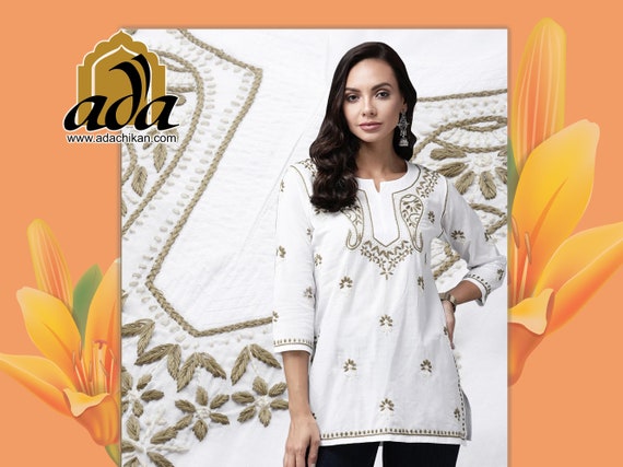 Buy online Ada Hand Embroidered Black Cotton Lucknow Chikankari Kurti from Kurta  Kurtis for Women by Ada for ₹799 at 21% off | 2024 Limeroad.com