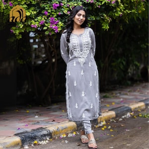 Ada Designer Chikankari Hand Embroidered Rayon Co-Ord Sets for Women Indian Ethnic Wear Kurta with Palazzo Pant Straight Fit Kurti Kurta Set