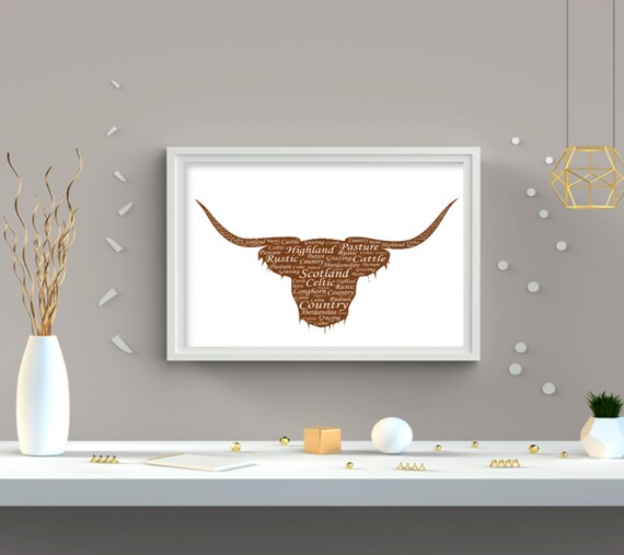 Highland Cow Word Art Etsy