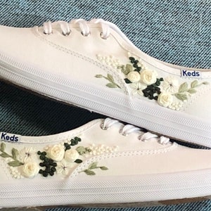 Made to Order Embroider Your Wedding Bouquet on Keds Hand Embroidered ...