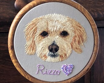Made to order- Custom Hand embroidered Pet Portrait- Dog/Cat Portrait- gifts for pet lovers- memorabilia for loved pets-Valentine's Day gift