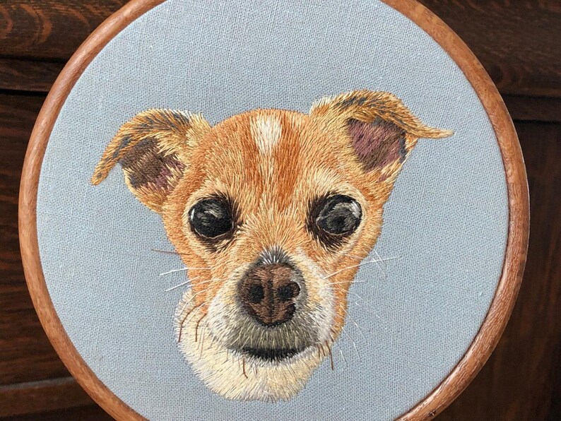 Made to order- Custom Hand embroidered Pet Portrait- Dog/Cat Portrait- gifts for pet lovers- memorabilia for loved pets - Christmas gift bild 8