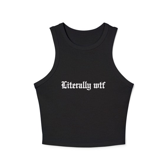 文字通りWTFレディースマイクロリブレーサータンクトップ - Etsy 日本