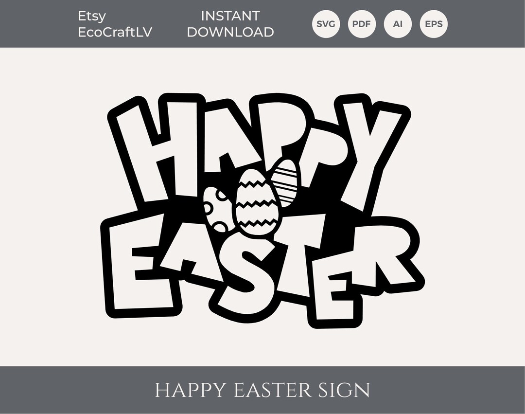 DIGITAL FILE Happy Easter Sign File SVG Laser Cut - Etsy