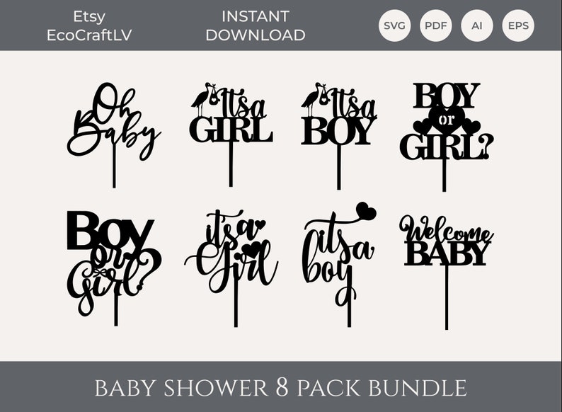 DIGITAL FILE Baby Shower Cake Topper File SVG Laser Cut Etsy