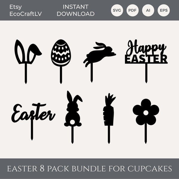 DIGITALE DATEI Ostern Cupcake Toppers Datei SVG Laser Cut