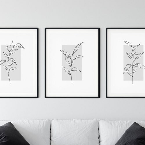 Botanical Line Art Print Set of 3 Abstract Botanical Wall - Etsy