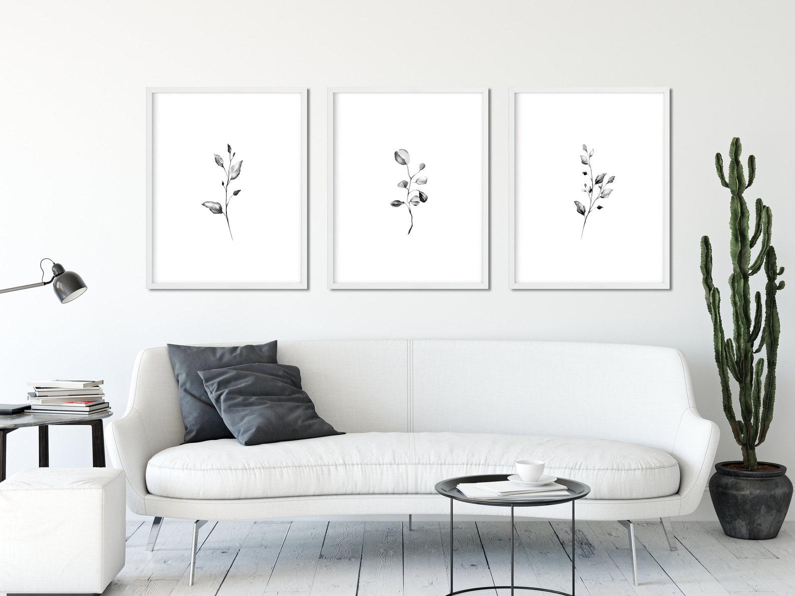 Botanical Print Set of 3 Black and White Botanical Prints | Etsy