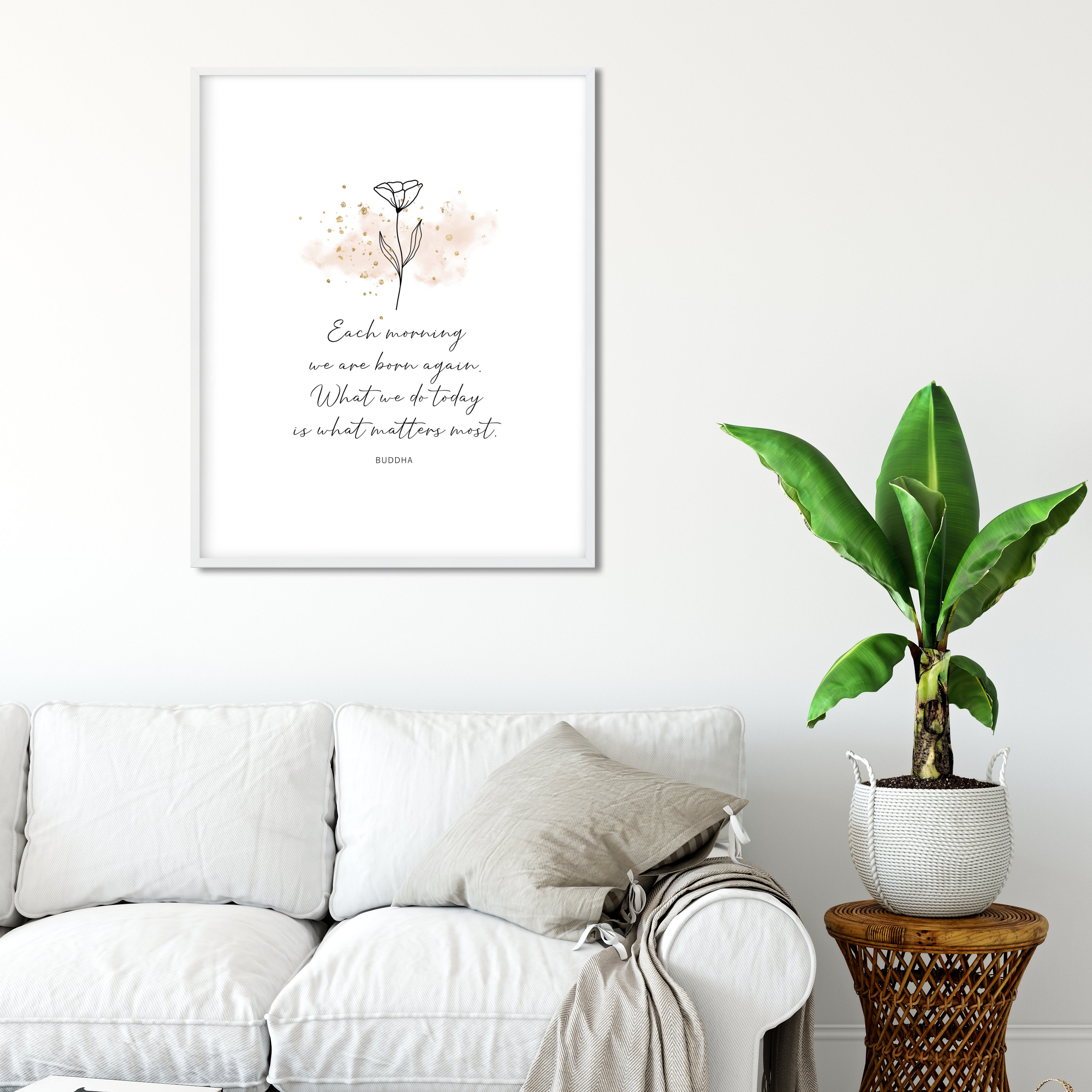 Buddha Quote Wall Art Inspirational Wall Art Floral Line Etsy