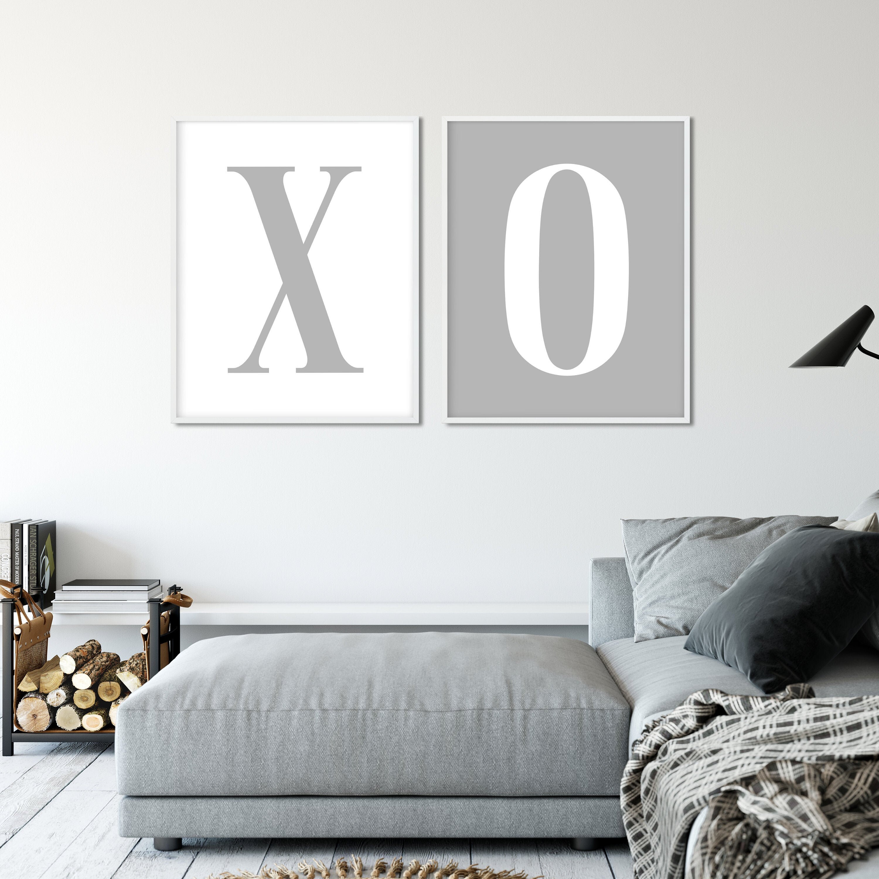 XO Print Bedroom Wall Decor Over the Bed Set of 2 Etsy