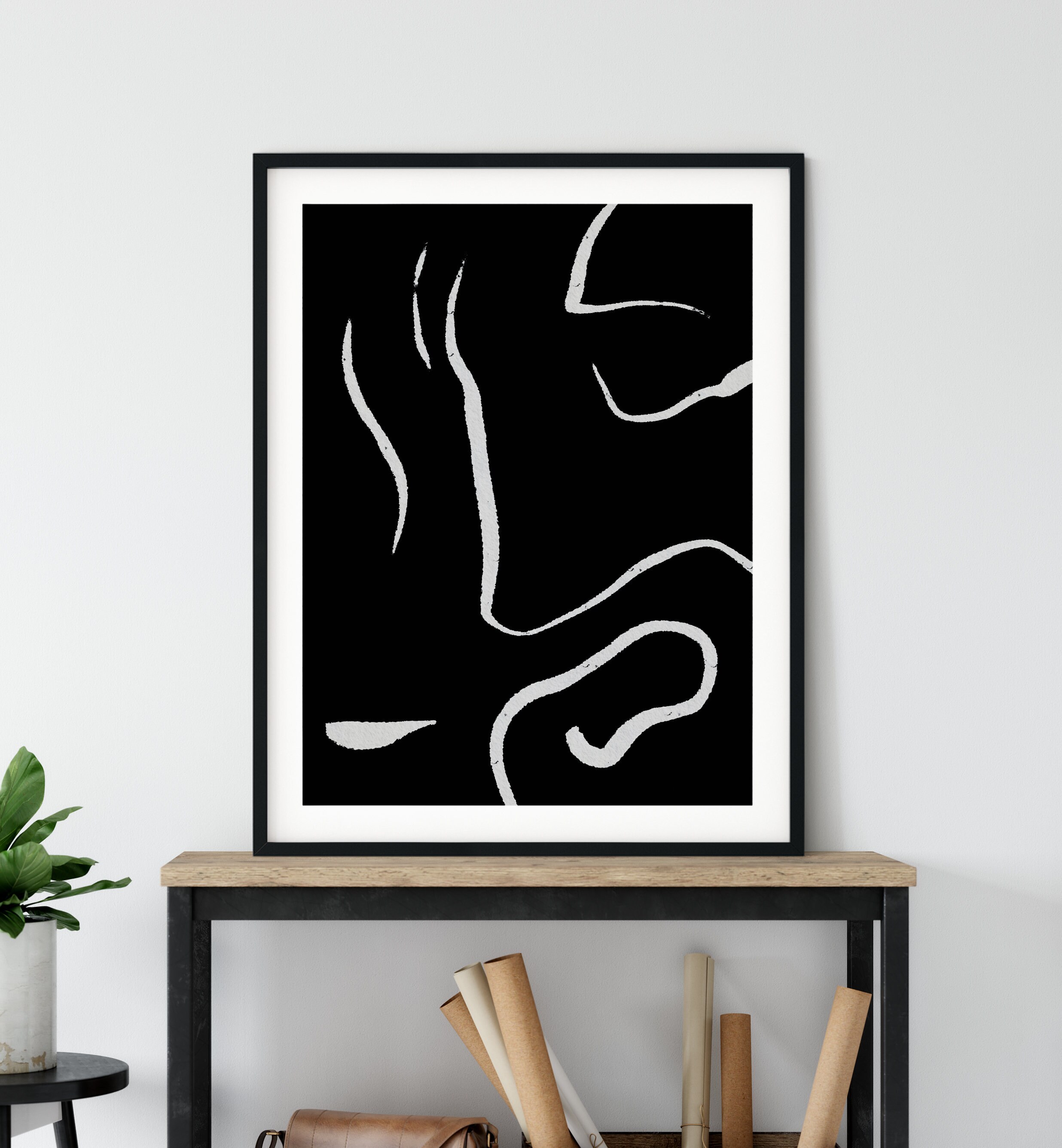 Black and White Abstract Art Living Room Wall Art | Etsy