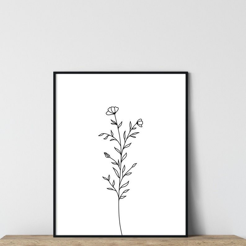 Botanical Print Set of 3 Botanical Line Art Black and White - Etsy