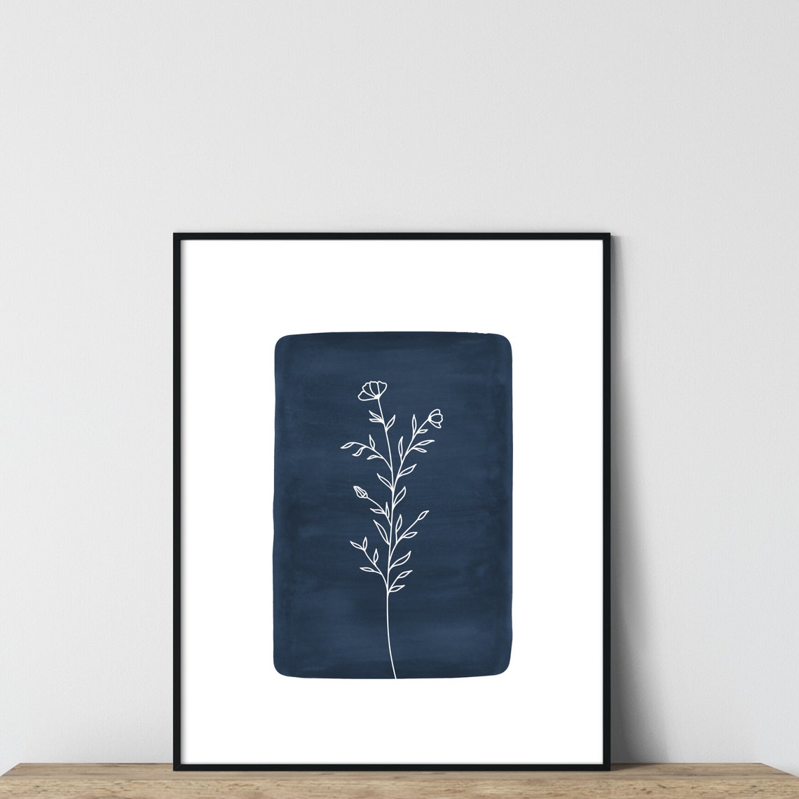 Navy Blue Wall Art Botanical Print Set of 3 Floral Wall Art - Etsy