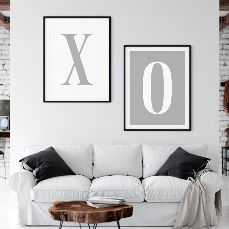 XO Print Bedroom Wall Decor Over the Bed Set of 2 Etsy