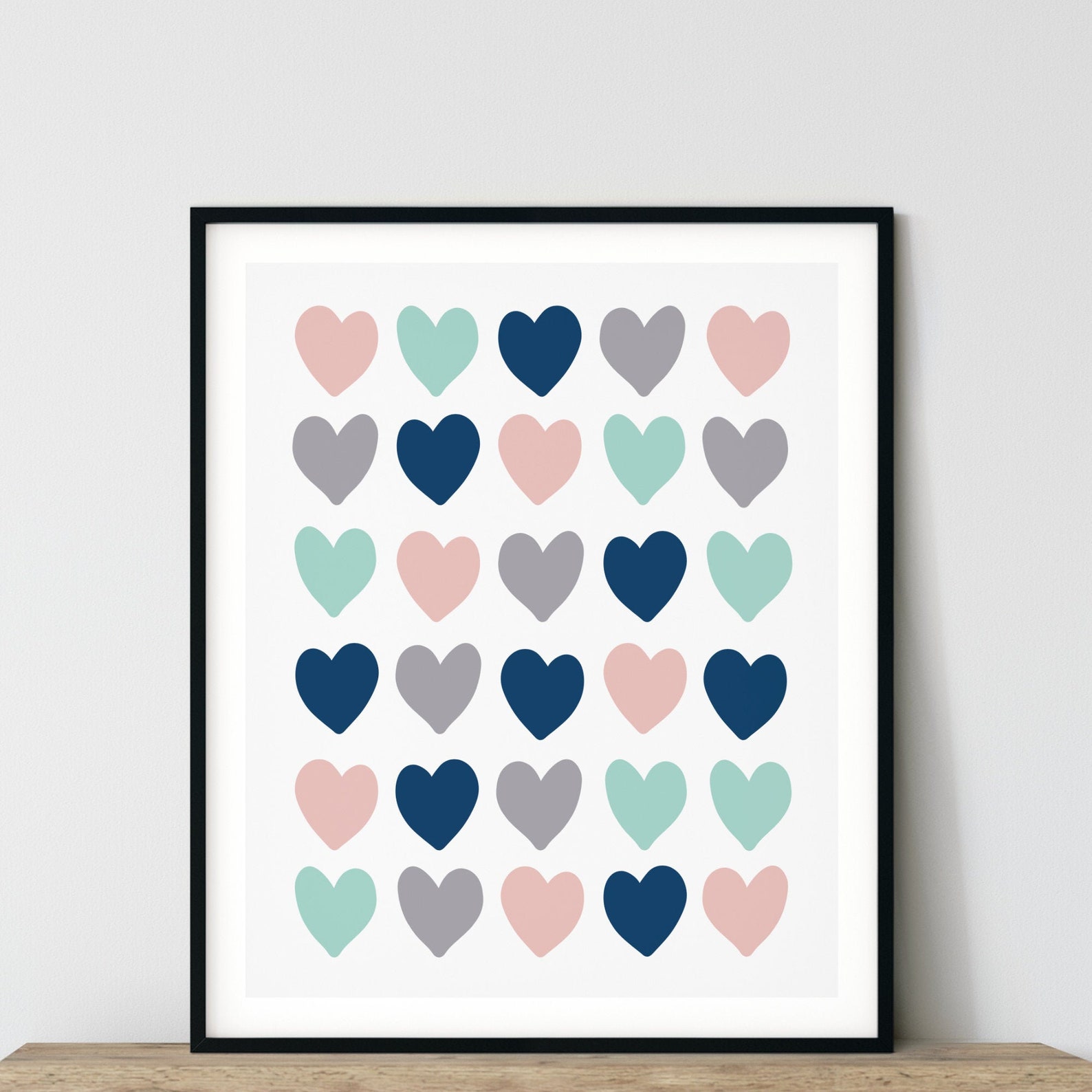Nursery Wall Art Heart Wall Art Blush Pink Mint Green Navy Etsy