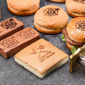 Barbecue theme logo seal branding iron,BBQ Branding Iron, Custom Burger burning stamp with branding iron for Meat, Cake.