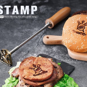 Custom Burger Stamp BBQ Branding Personalised Bread Stamp for Holiday Party Sandwich Stamping Customized Cake Iron Gift