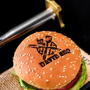 Custom Branding Iron Stamp for Burgers, BBQ and Steaks Personalized Wood Branding Iron Custom Leather Branding Iron Custom brass stamp.