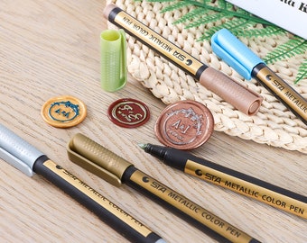 Wax Seal Stamp Graffiti Color Pen / Box Wax Seal Stamp Mark Pen / Wax Seal Highlight Pen / Mark Pen pour Wax Stamp Silver and Golden