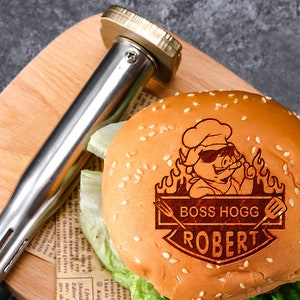 Branding strijkijzer voor hamburgers Gepersonaliseerde stempel voor ijsblokjes custom steak branding iron Custom vlees branding iron for food.