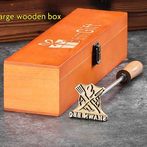 2-10 cm Custom Branding Hamburger/Steak Stamper, with optional elegant wooden box.