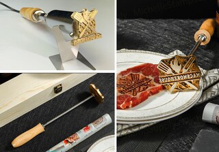 Ferro Personalizzato Per Hamburger E Bistecca - Marchio In Ottone Per Barbecue, Pane, Legno E Pelle - Personalizzabile Con Logo O Testo, Manico Rimovibile