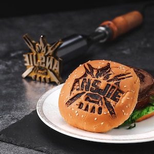 Custom Burger Stamp, Branding Iron For Burger, Electric Iron For Wood, Burger Brand Iron Custom, Custom Restaurant Logo Stamps, Custom Stamp