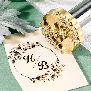 Name first letter stamp,Wedding Branding Iron, Wreath Design Brander,Custom Wedding Branding Iron,Custom wedding brand.