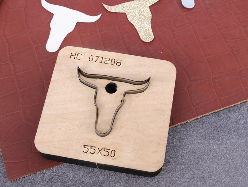 Bull Head Leather Cutting Die, Bull Head Earrings Ornament Felt Steel Rule Metal Die Cutter, Leather Crafts Kraft Tool image 3
