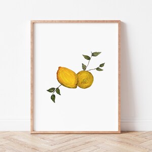 Digital Watercolor Lemon Printable | Fruit Lemon Printable Wall Art Instant Download Kitchen Art Decor Citrus Botanical Vegetable Painting