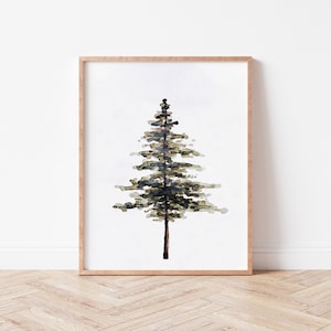 Digitales Aquarell Tannenbaum | Natur Digitaldruck, Wald Druck, Landschaft Kunst, Grün Druck, Druckbare Wandkunst Dekor