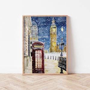 Watercolor London Big Ben Print | London  England Travel Drawing Digital Download, England Painting, Digital Art Printable, London Wall Art