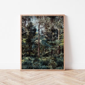 Digitales Aquarell Wald Druckbare | Natur Digitaldruck, Wald Druck, Landschaftskunst, Grüner Druck, Nebel bäume druckbare Wandkunst Dekor