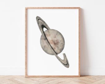 Watercolor Saturn Planet Printable | Space Theme Nursery Art, Digital Art, Planet Wall Decor, Home Decor,Watercolor Planets, Kids Room Decor