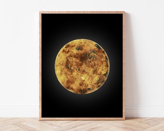 Watercolor Venus Planet Printable | Black Background Space Theme Nursery Art, Digital Art, Planet Wall Decor, Home Decor, Watercolor Planets