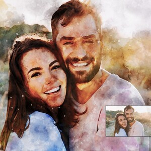 Custom Digital Watercolor Portrait Painting From Photo | Personalized Gift, Family Portrait, Wedding Gift, Anniversary Gift, Photo Gifts