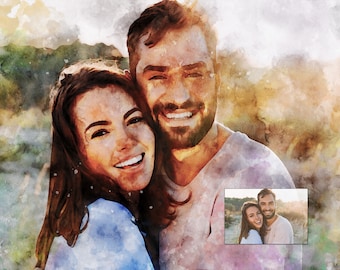 Custom Digital Watercolor Portrait Painting From Photo | Personalized Gift, Family Portrait, Wedding Gift, Anniversary Gift, Photo Gifts