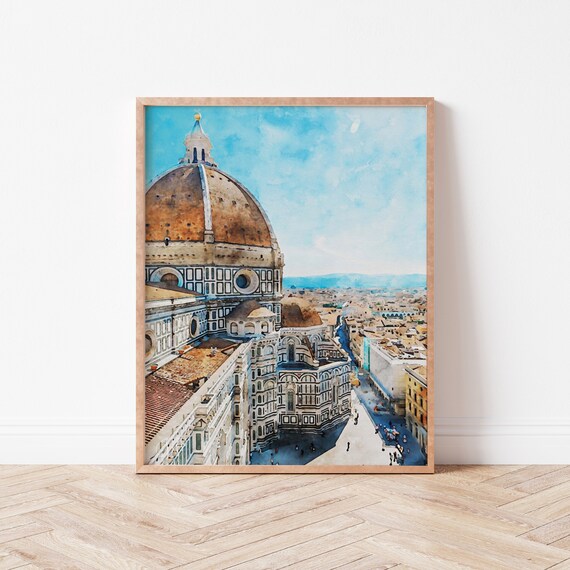 Watercolor Florence Italy Print | Florence Travel Drawing, Digital Download, Italy Painting, Italy Florence Digital Printable Wall Art