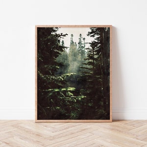 Digital Watercolor Forest Printable | Nature Digital Print, Forest Print, Landscape Art, Green Print, Foggy Trees Printable Wall Art Decor