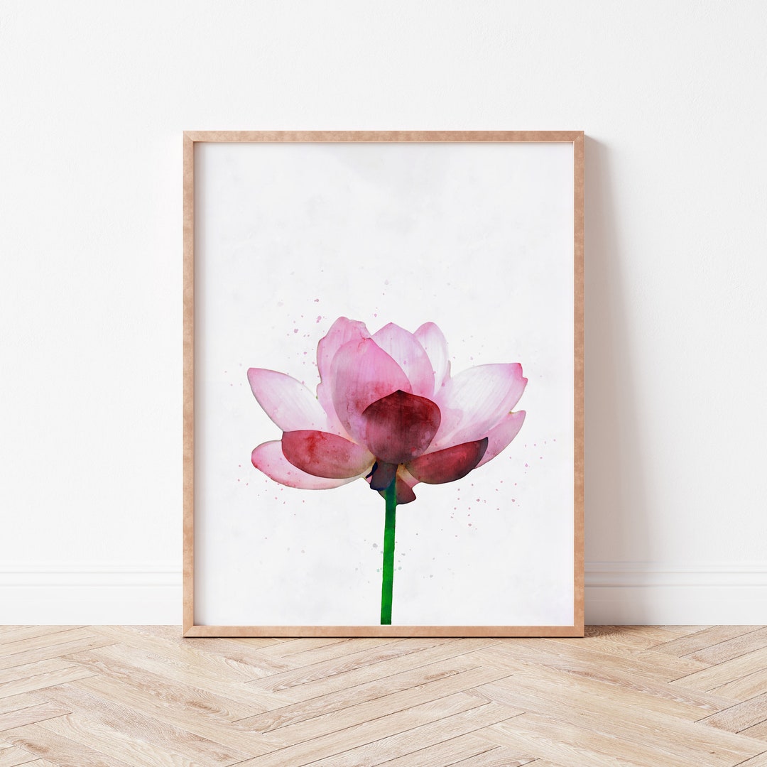 Digital Watercolor Lotus Flower Printable | Botanical Plants Print ...